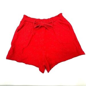 Knox Rose Size XXL Tie Waist Paperbag Shorts High Rise Floral Eyelet In Red